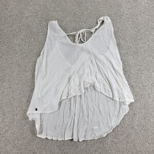 Roxy Flowy Top Womens S White Sleeveless Laced Ties Summer Beachy Babydoll